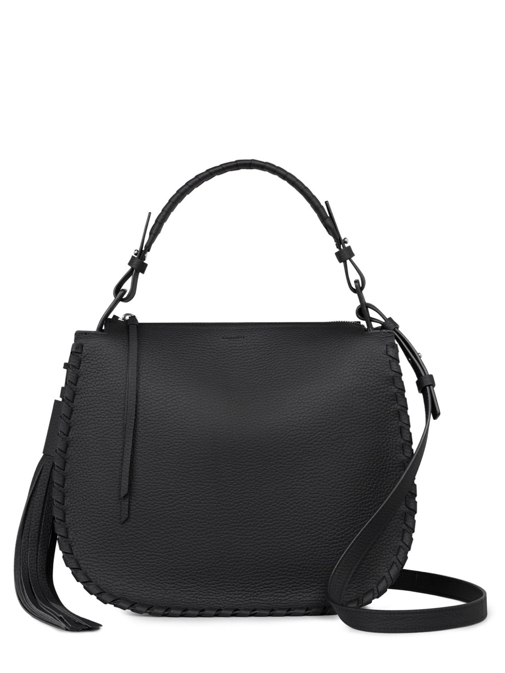 NWOT AllSaints Mori Black Leather Hobo Bag Purse